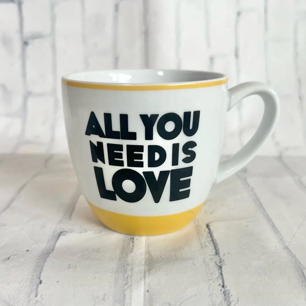 The Beatles Coffee Mugs Set of 2 Bluw Lyric All You Need Is Love Vintage Vibe